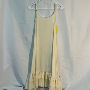 #2080 Matilda, Jane cream colored dress with ruffles business casual NWOT